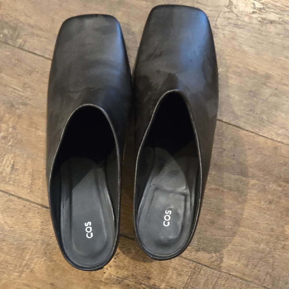 COS Women's Black Leather Mules NWOT Size 39 / 8